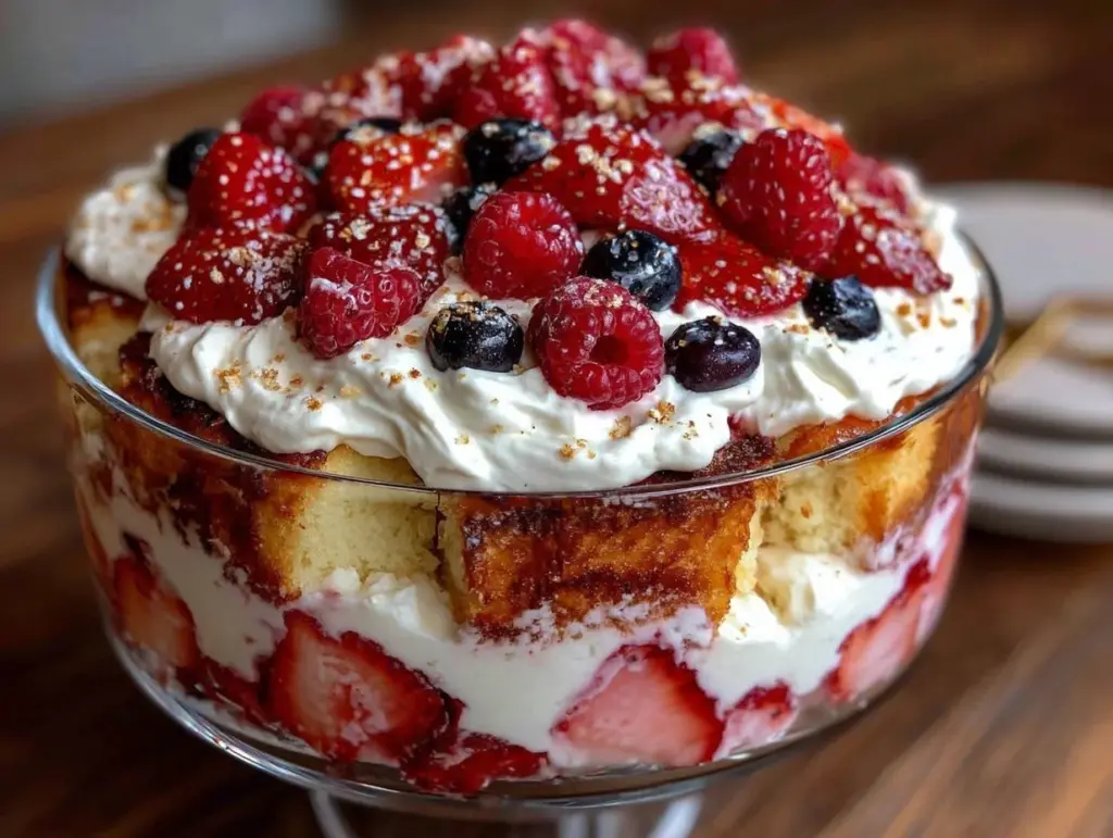 patriotic red white blue fruit trifle - featured image