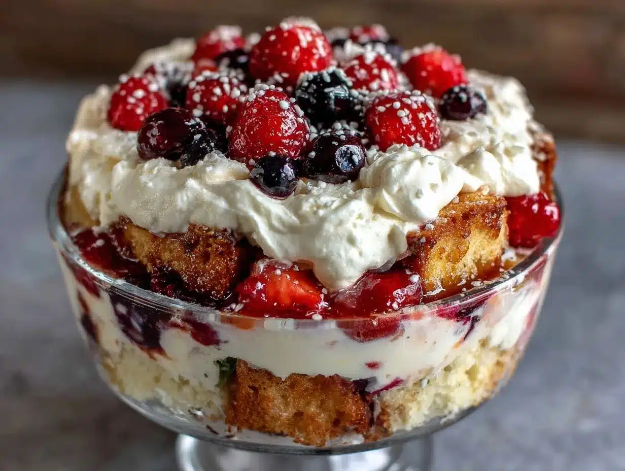 patriotic red white blue fruit trifle preparation steps
