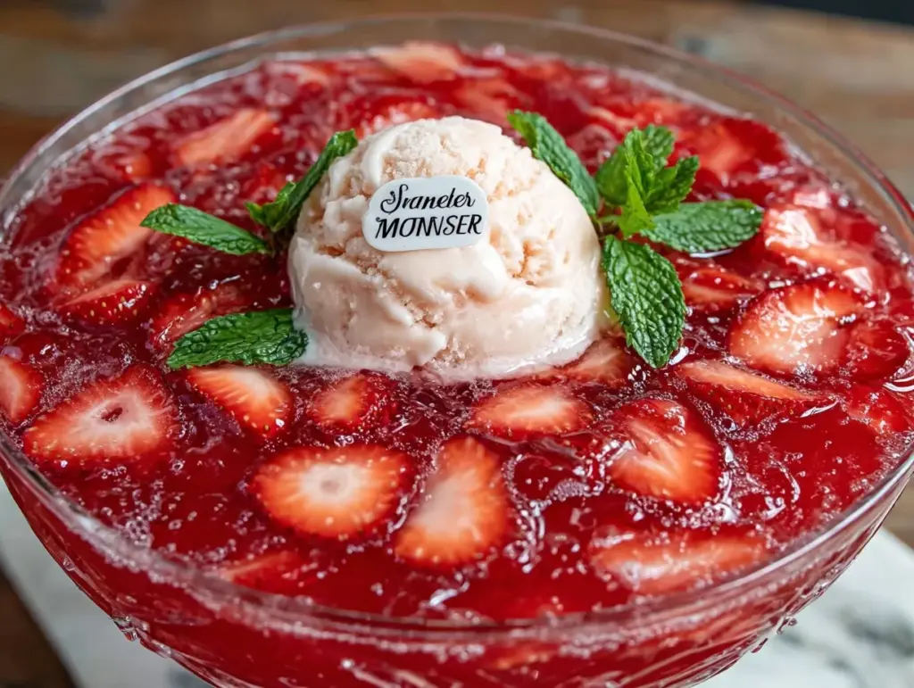 pink strawberry mimosa punch bowl - featured image
