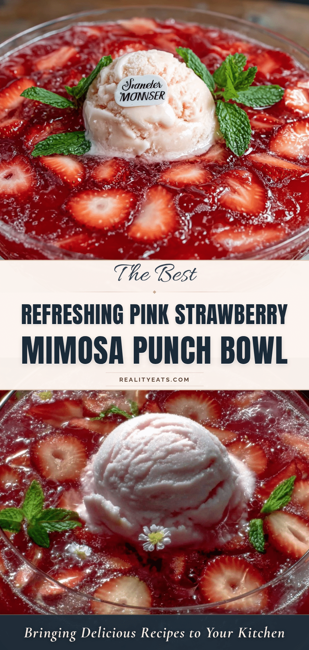 pink strawberry mimosa punch bowl recipe