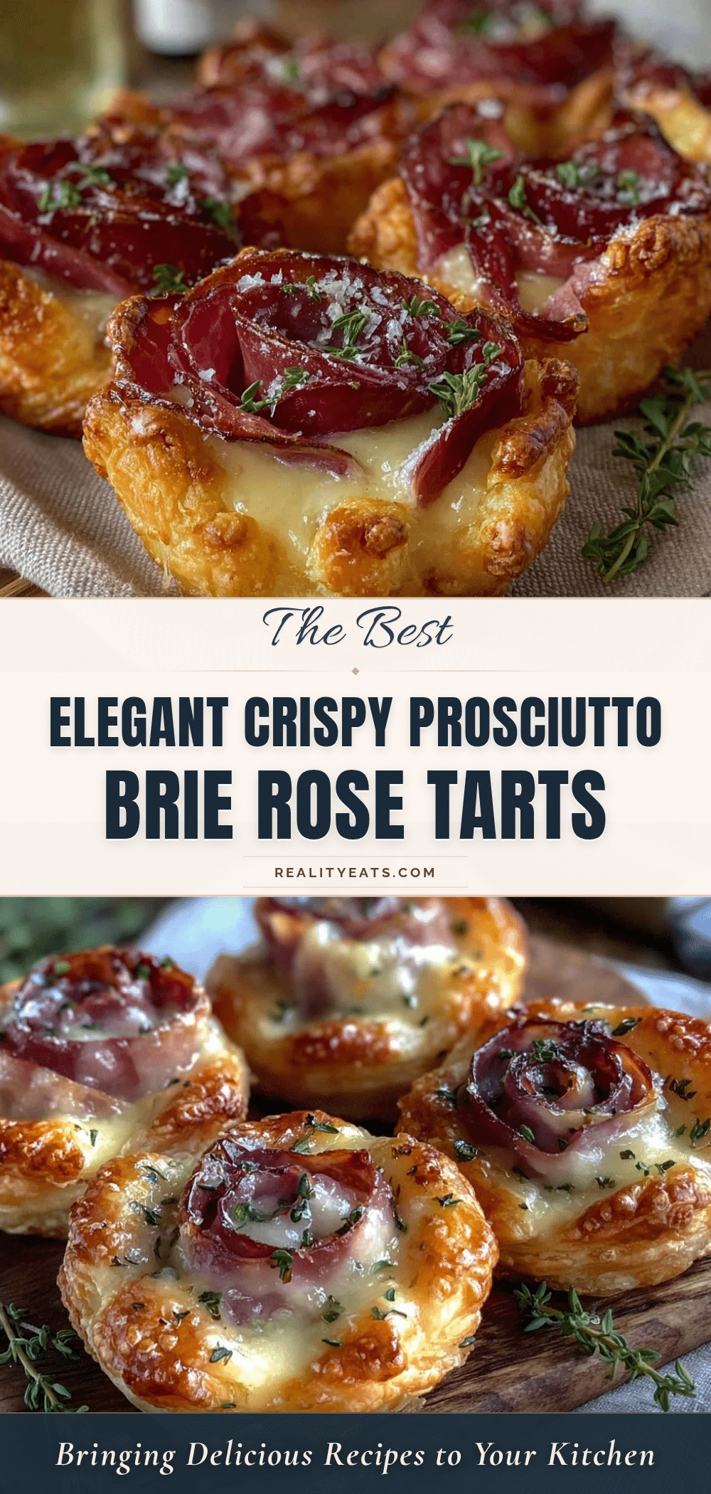 prosciutto and brie puff pastry rose tarts recipe