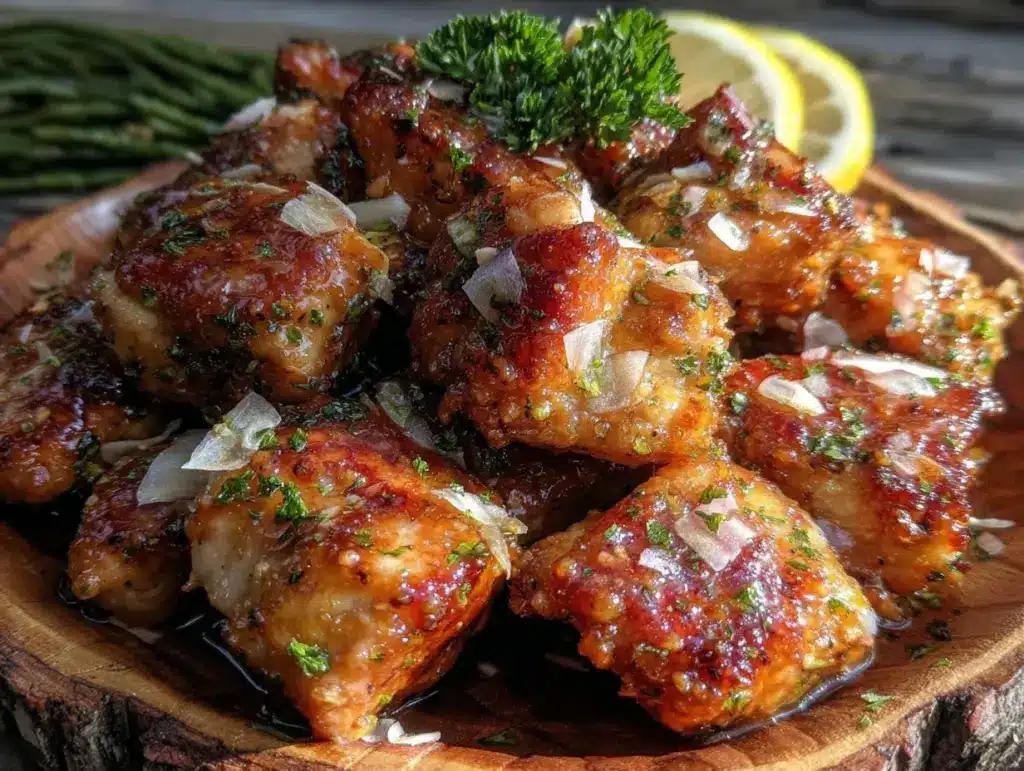quick crispy garlic butter chicken bites - featured image