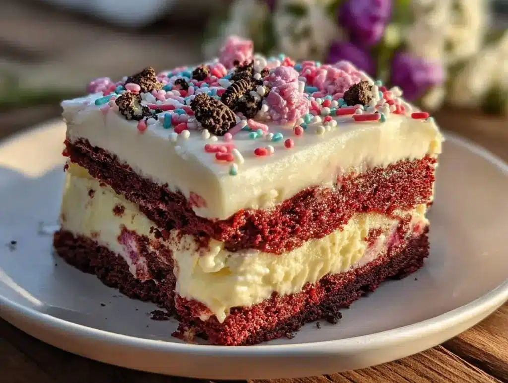 red velvet oreo icebox cake - featured image