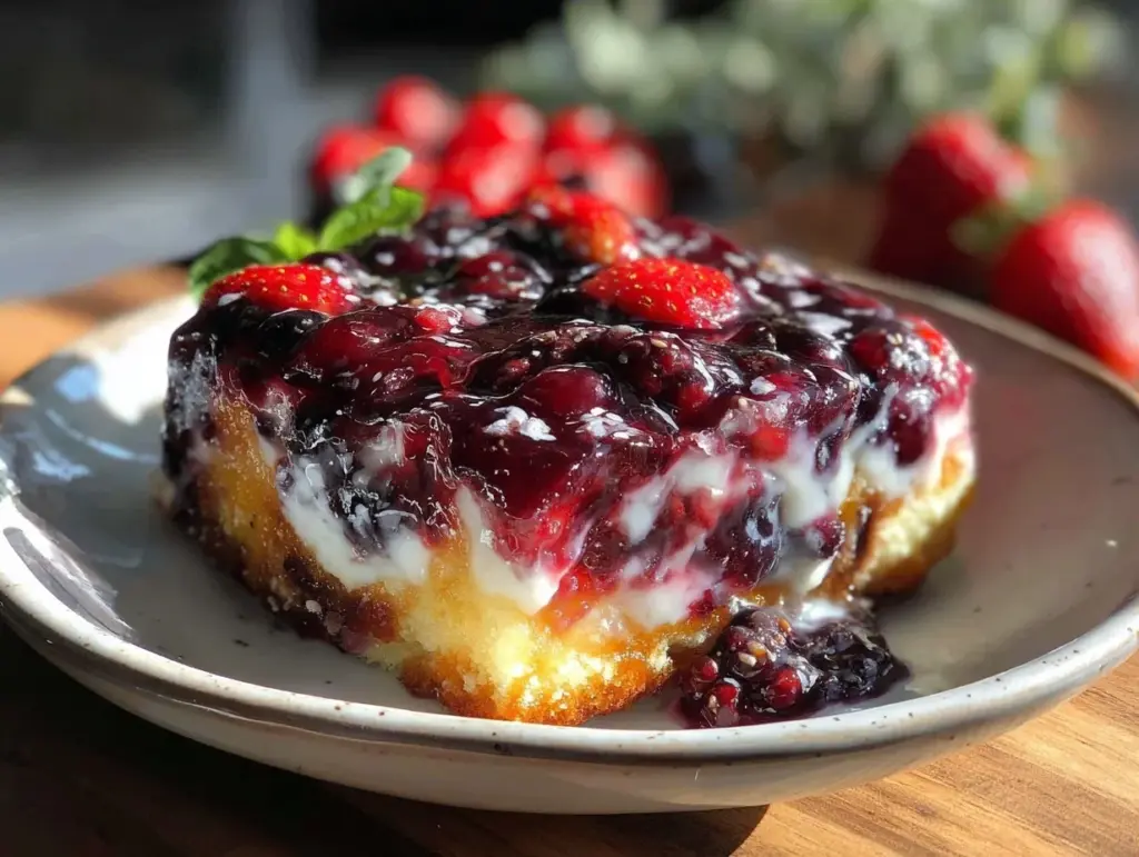 red white blue layered jello poke cake - featured image