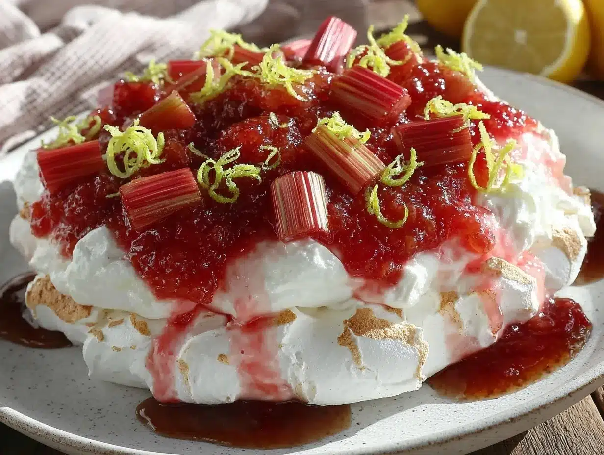 rhubarb lemon curd pavlova preparation steps