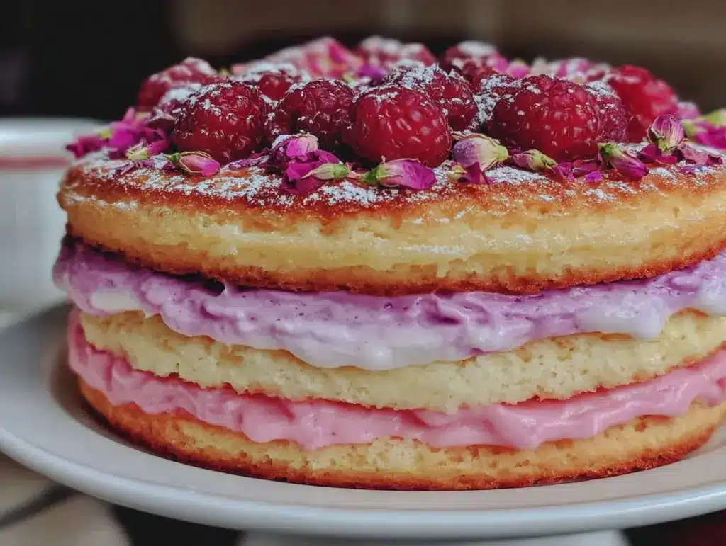 Rosewater Raspberry Ombre Chiffon Cake - featured image