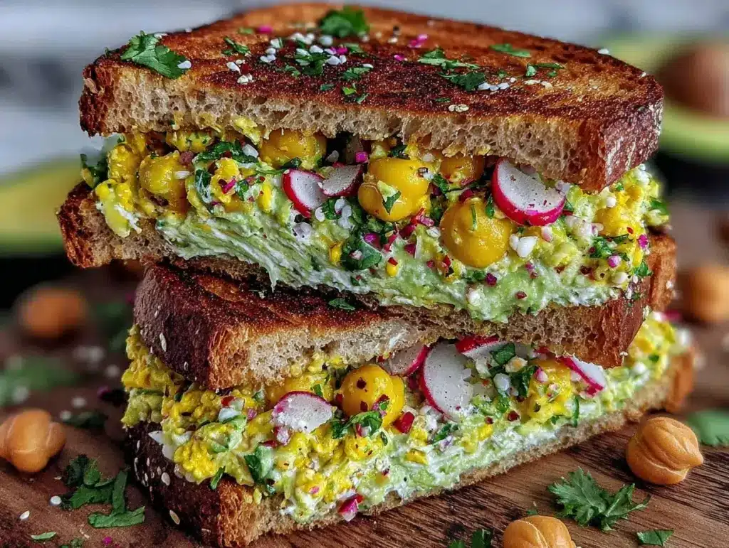smashed chickpea avocado sandwich - featured image
