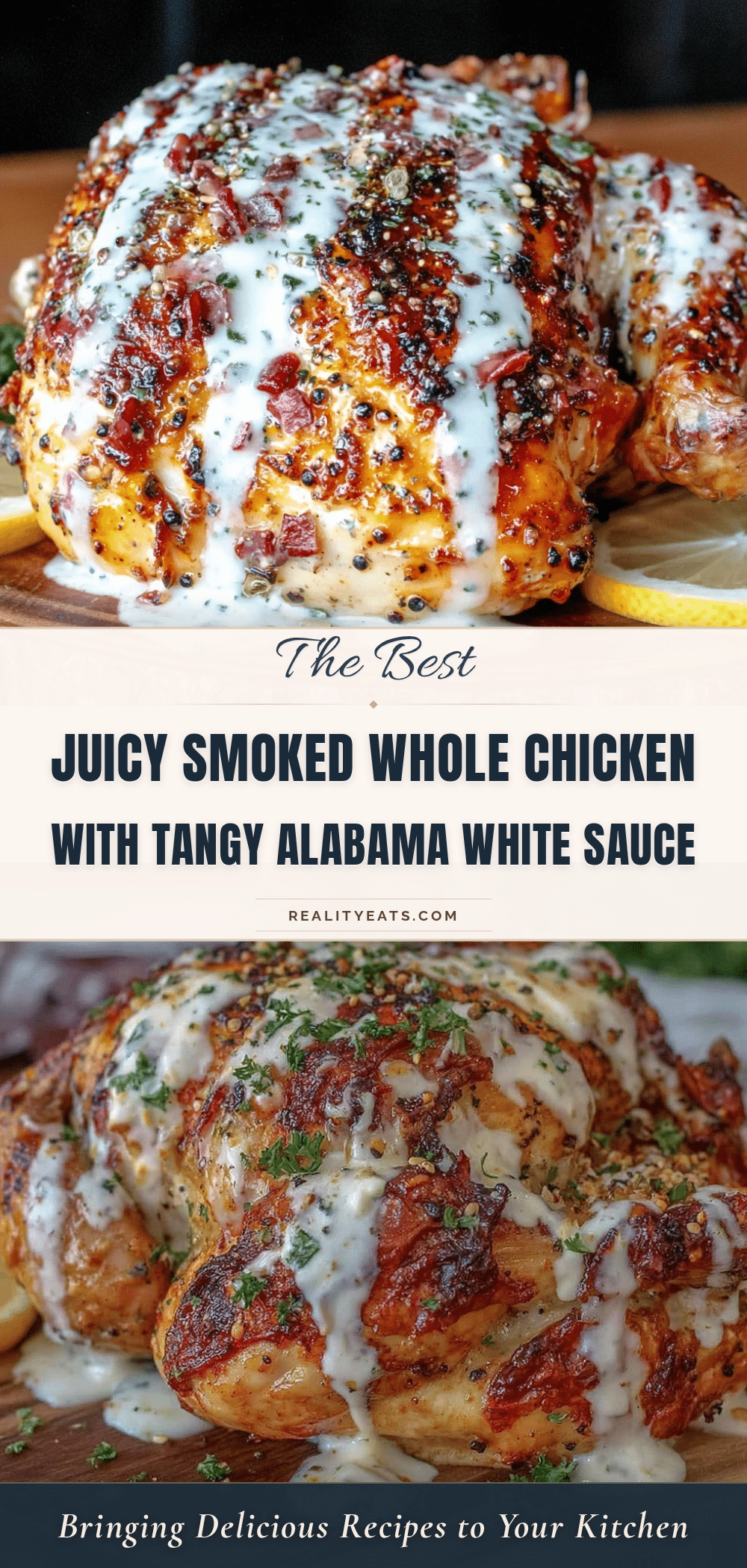 smoked whole chicken with Alabama white sauce recipe