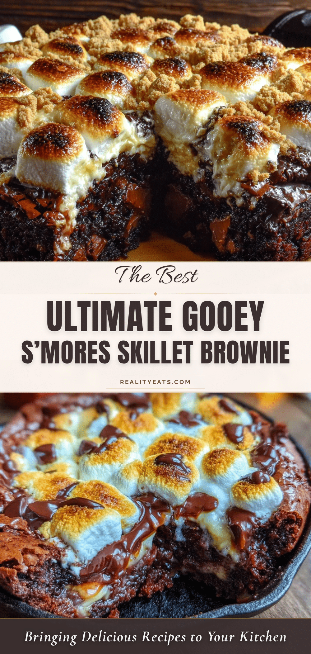 Ultimate Gooey S’mores Skillet Brownie recipe