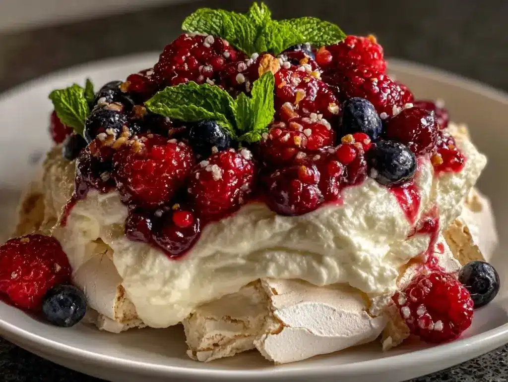 berry mascarpone pavlova - featured image