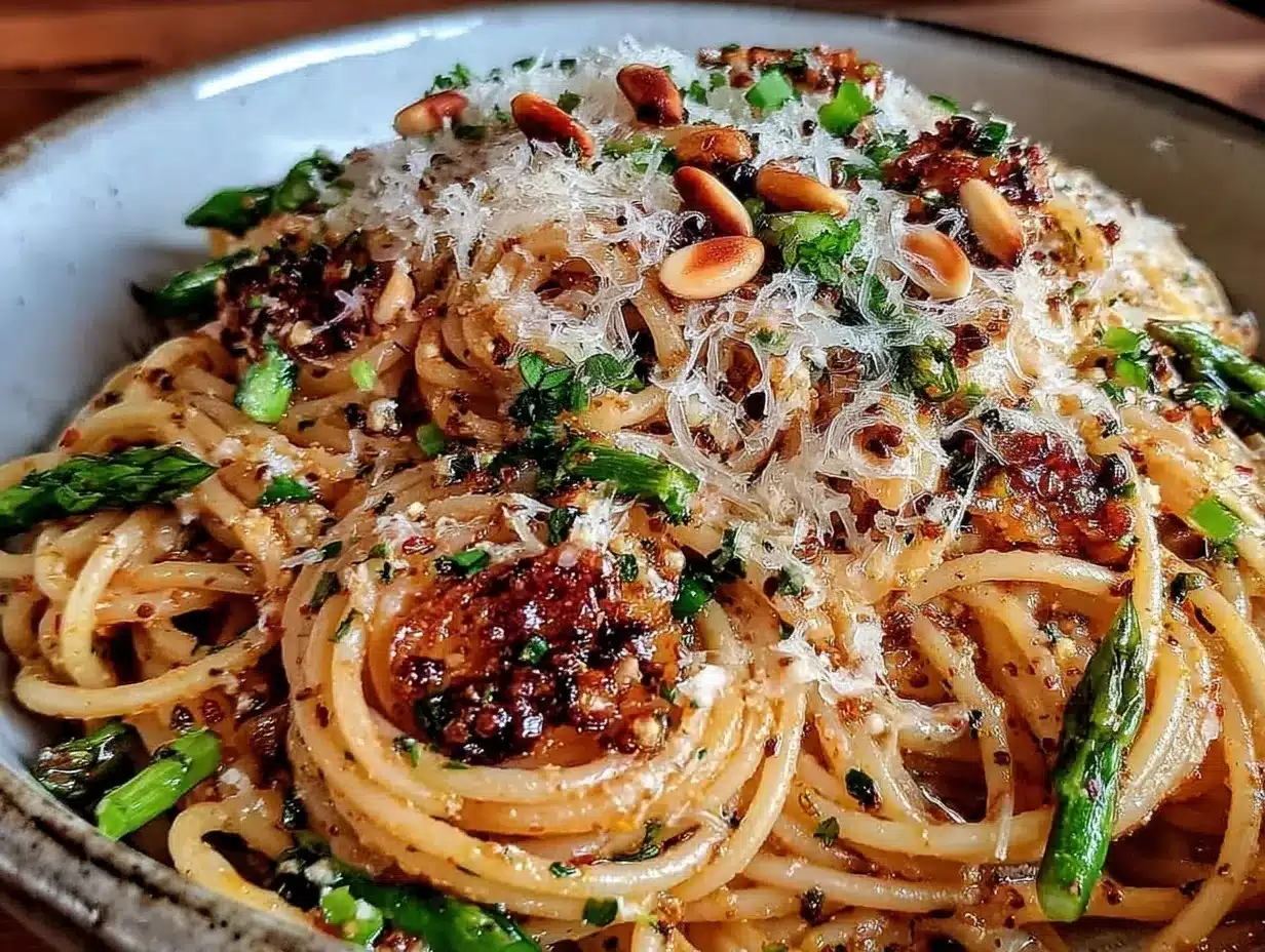 creamy brown butter garlic scape pesto pasta preparation steps