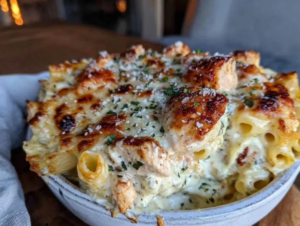 Creamy Chicken Alfredo Baked Ziti - featured image