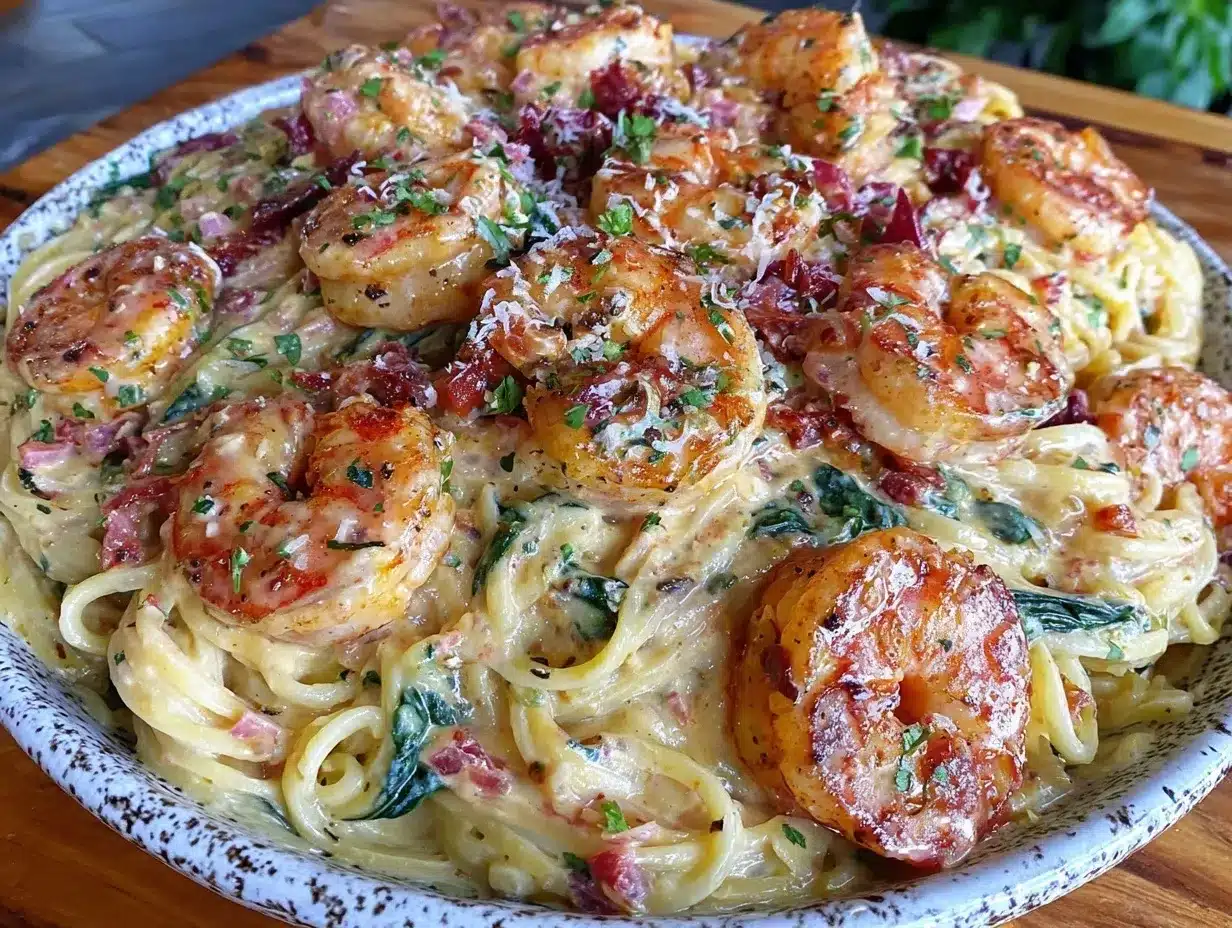 creamy tuscan garlic shrimp pasta preparation steps