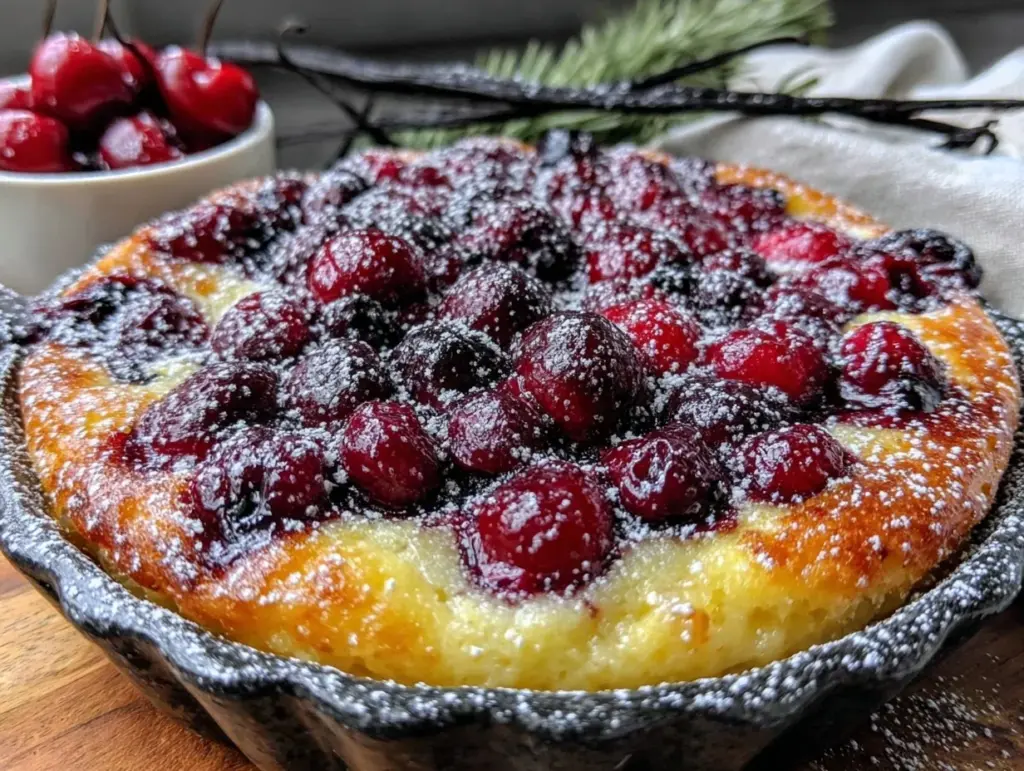 easy creamy fresh cherry clafoutis - featured image