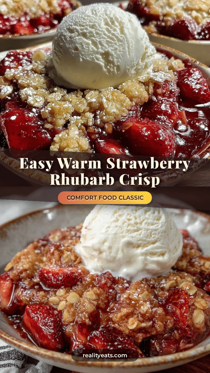 easy warm strawberry rhubarb crisp recipe