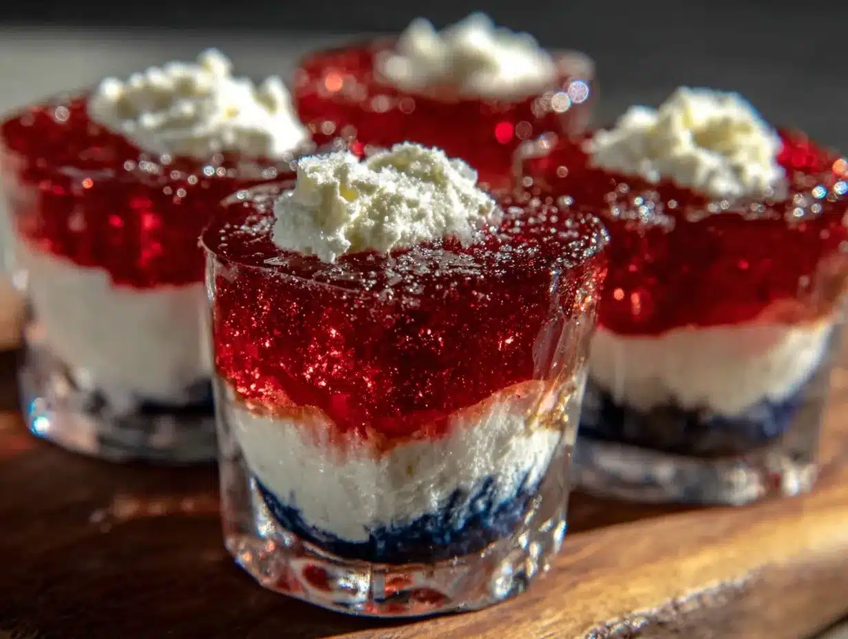 Festive Layered Flag Jello Shots preparation steps