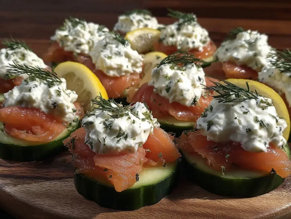 fresh smoked salmon cucumber rounds - featured image