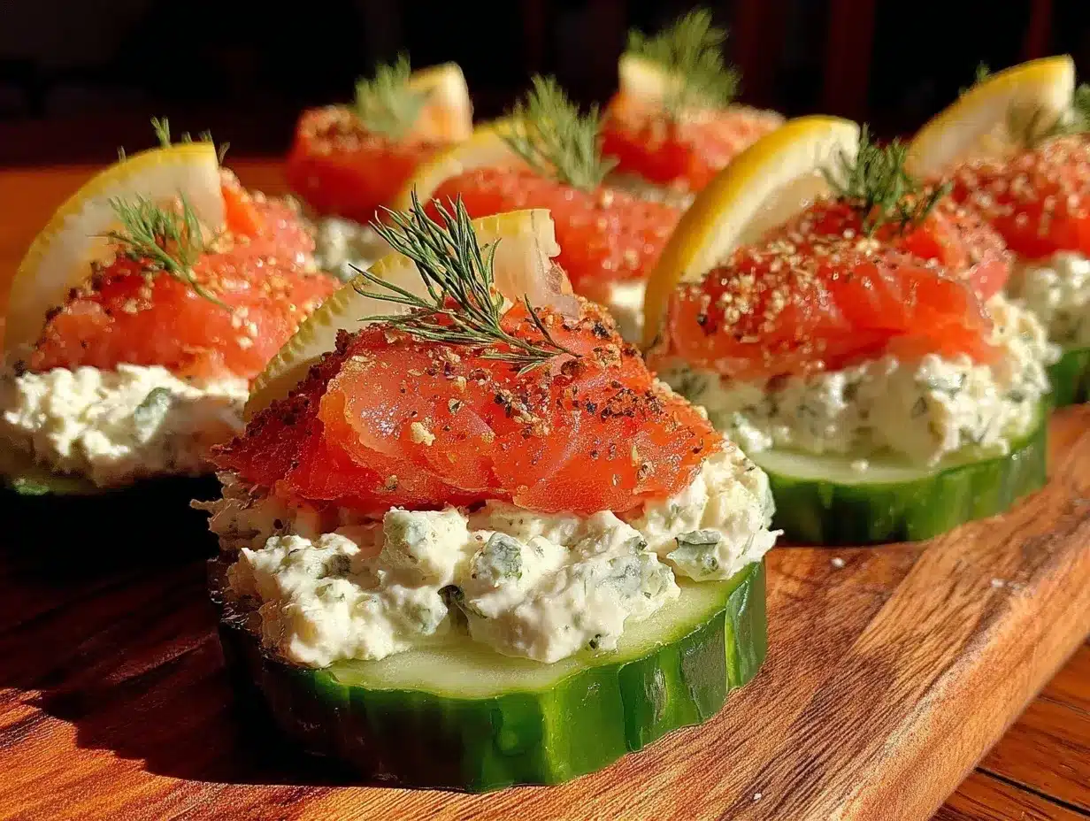 fresh smoked salmon cucumber rounds preparation steps