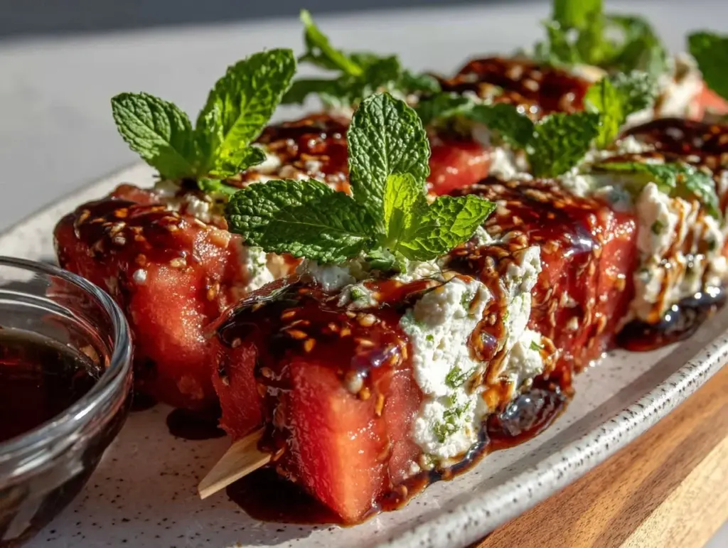 fresh watermelon feta skewers - featured image