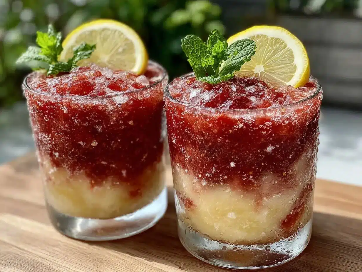 frozen strawberry lemonade slushie preparation steps