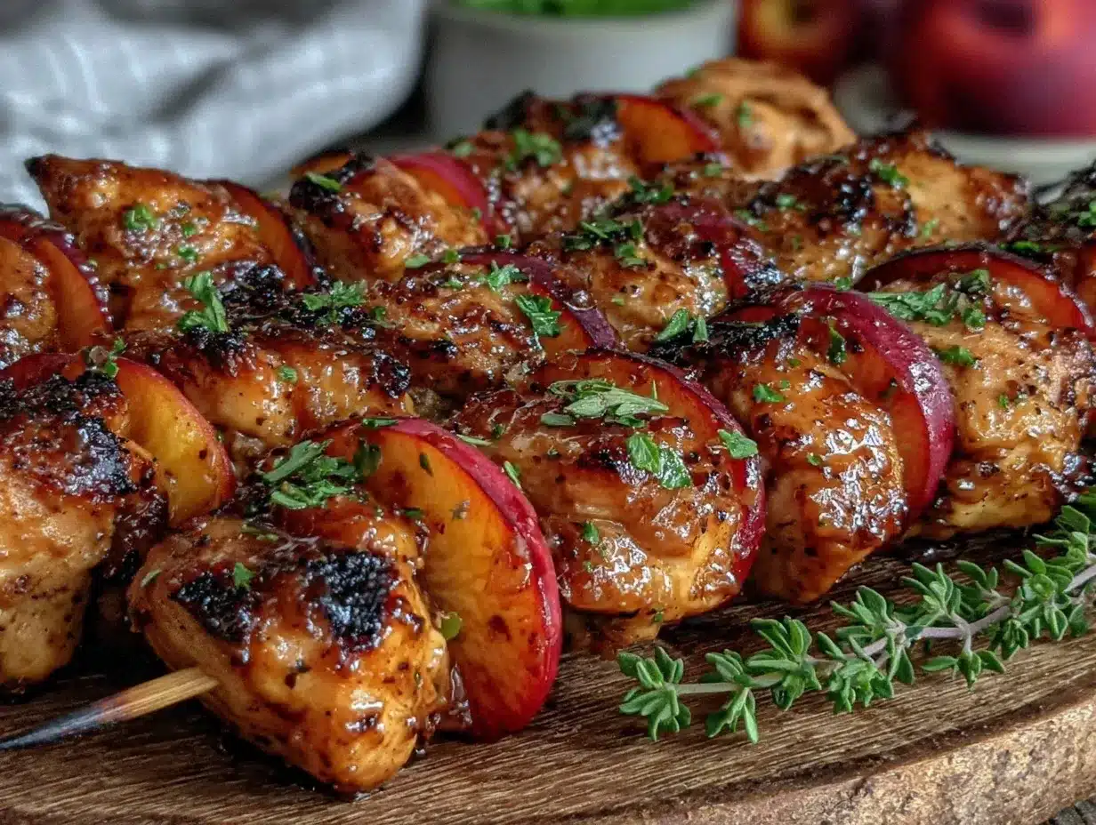 grilled bourbon peach chicken skewers preparation steps