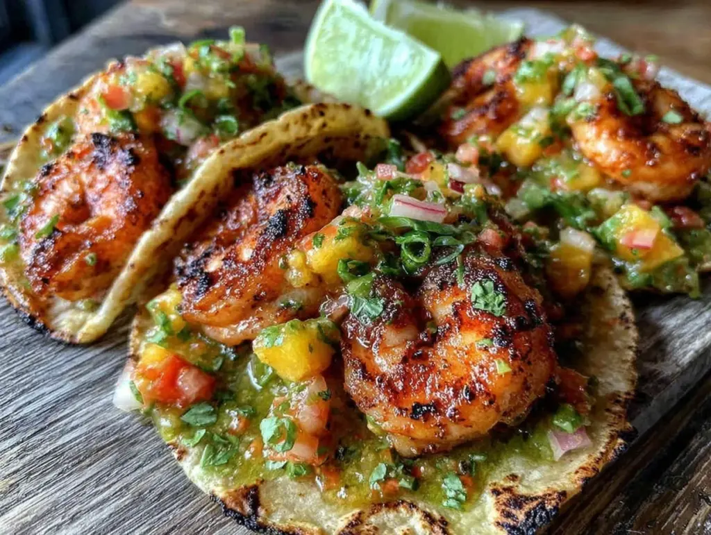 grilled cilantro lime shrimp tacos - featured image