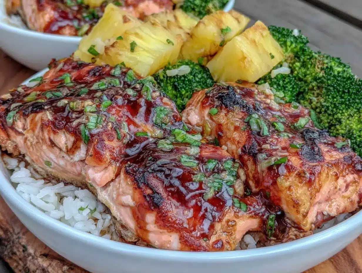 grilled pineapple teriyaki salmon bowls preparation steps