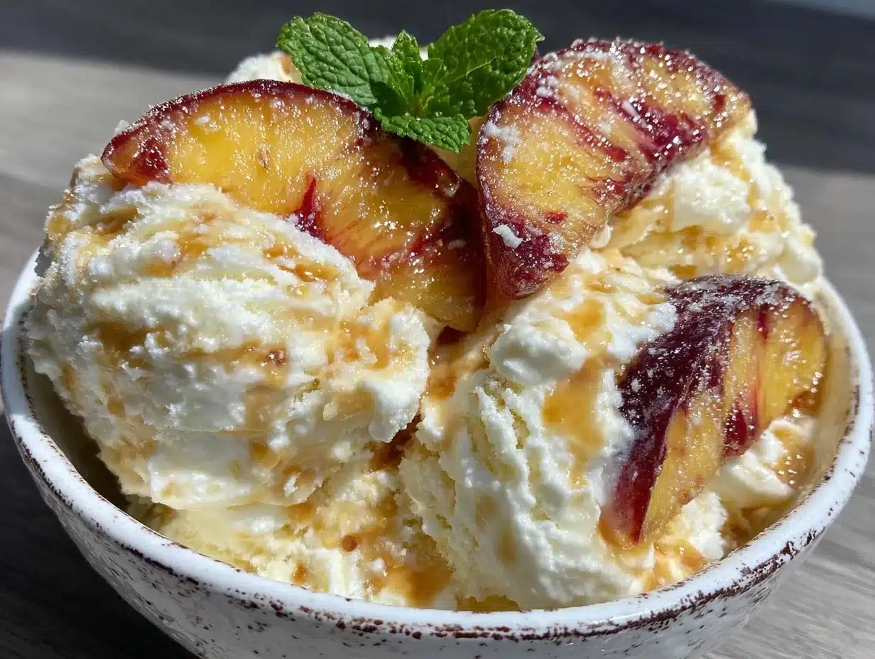 no-churn peach bourbon ice cream preparation steps