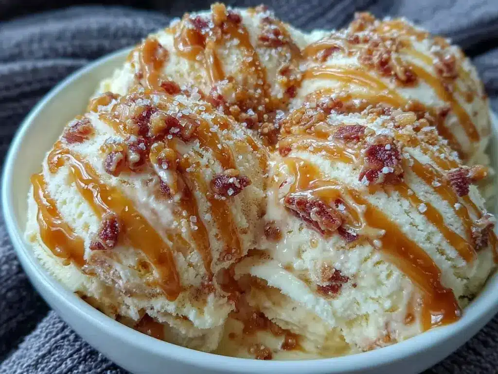 no-churn salted caramel swirl ice cream - featured image