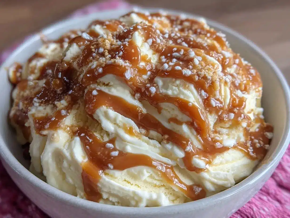 no-churn salted caramel swirl ice cream preparation steps