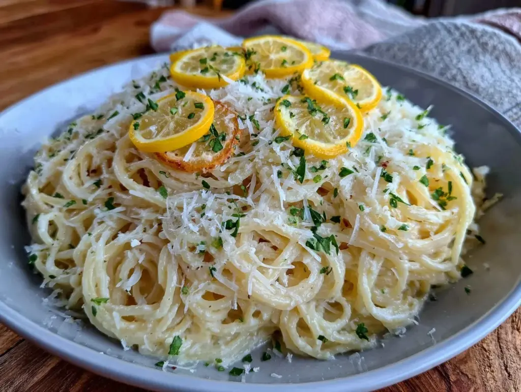 quick creamy lemon parmesan spaghetti - featured image
