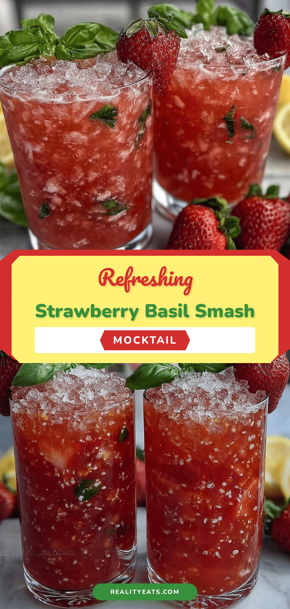 Refreshing Strawberry Basil Smash Mocktail recipe