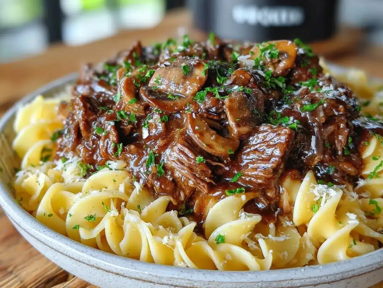 slow cooker beef stroganoff preparation steps