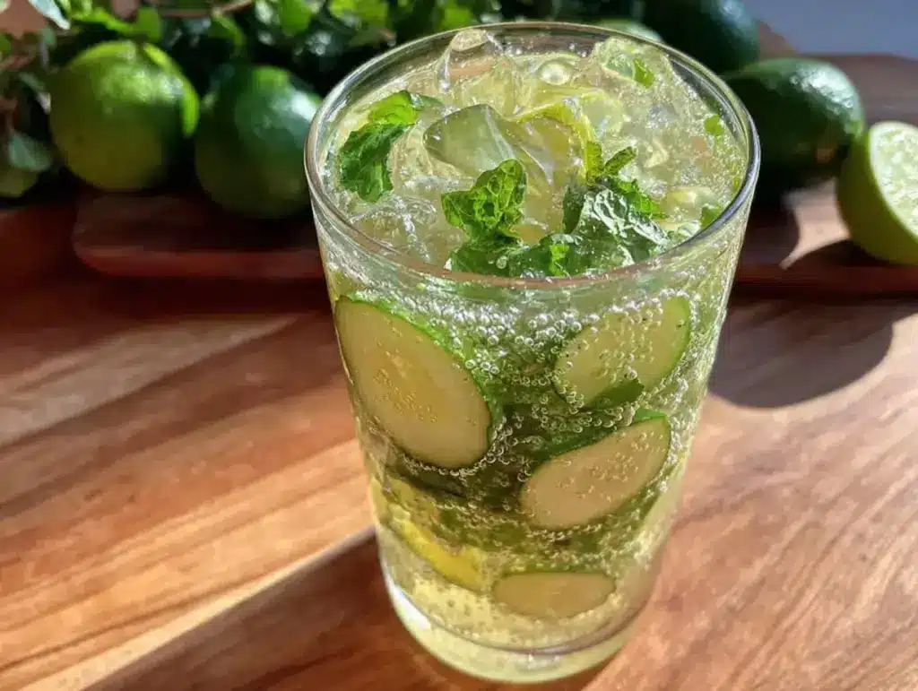 sparkling cucumber mint limeade - featured image