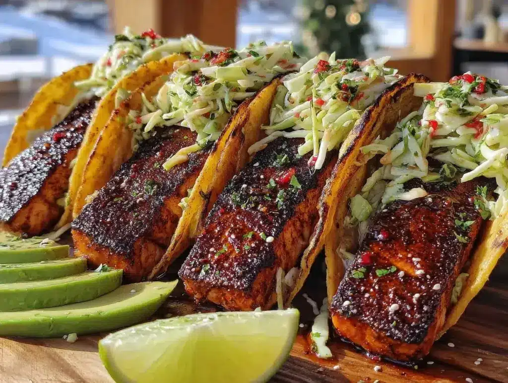 blackened salmon tacos - featured image