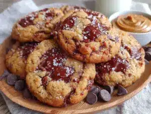 chewy peanut butter chocolate chip lunchbox cookies - featured image