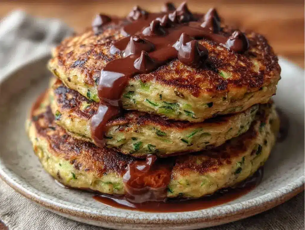 chocolate chip zucchini oat pancakes - featured image