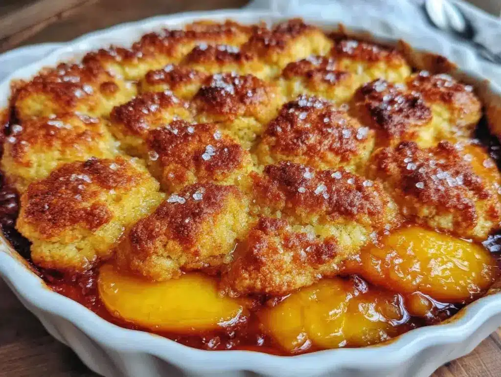 cozy peach cobbler - featured image