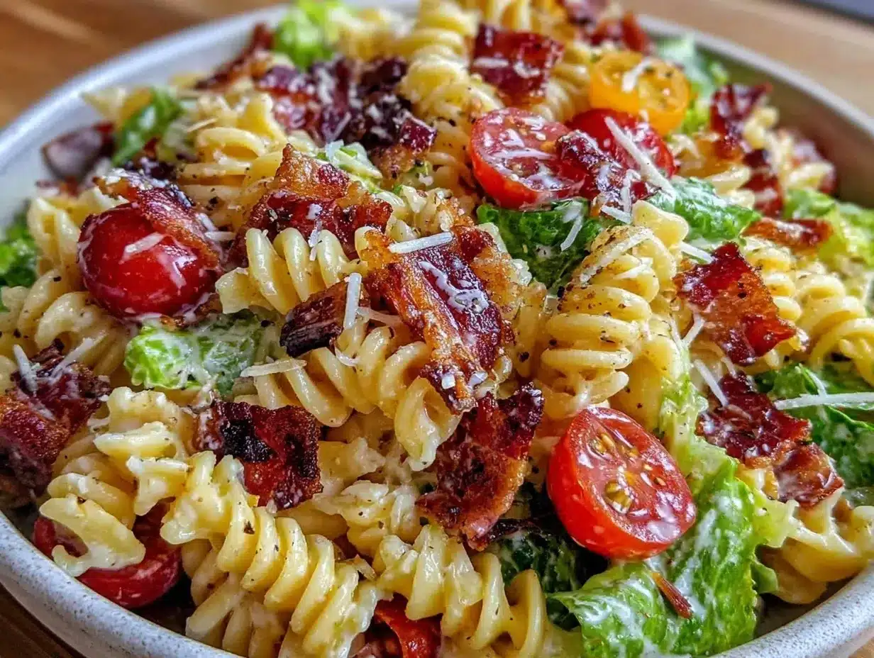 creamy BLT pasta salad preparation steps