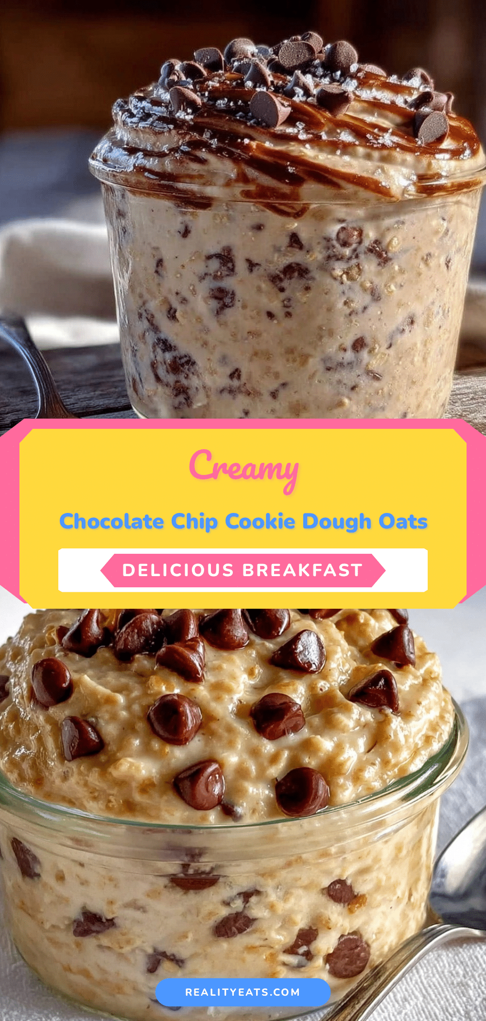 creamy chocolate chip cookie dough overnight oats recipe