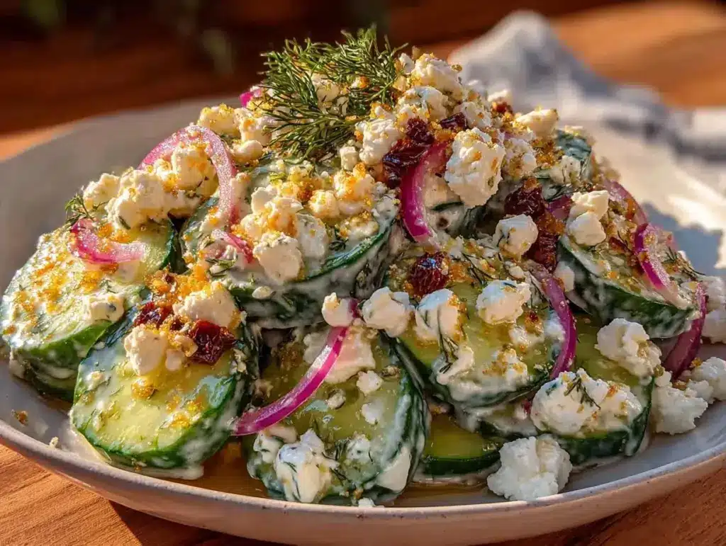 creamy dill cucumber salad - featured image