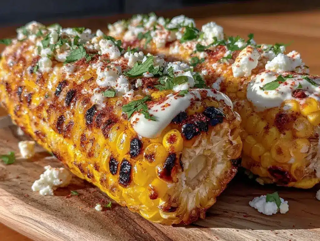 creamy elote-style grilled corn on the cob - featured image