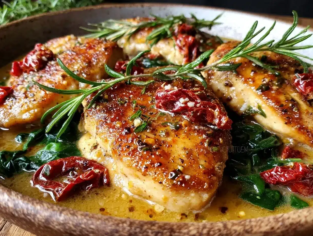 Creamy One-Pan Tuscan Chicken preparation steps