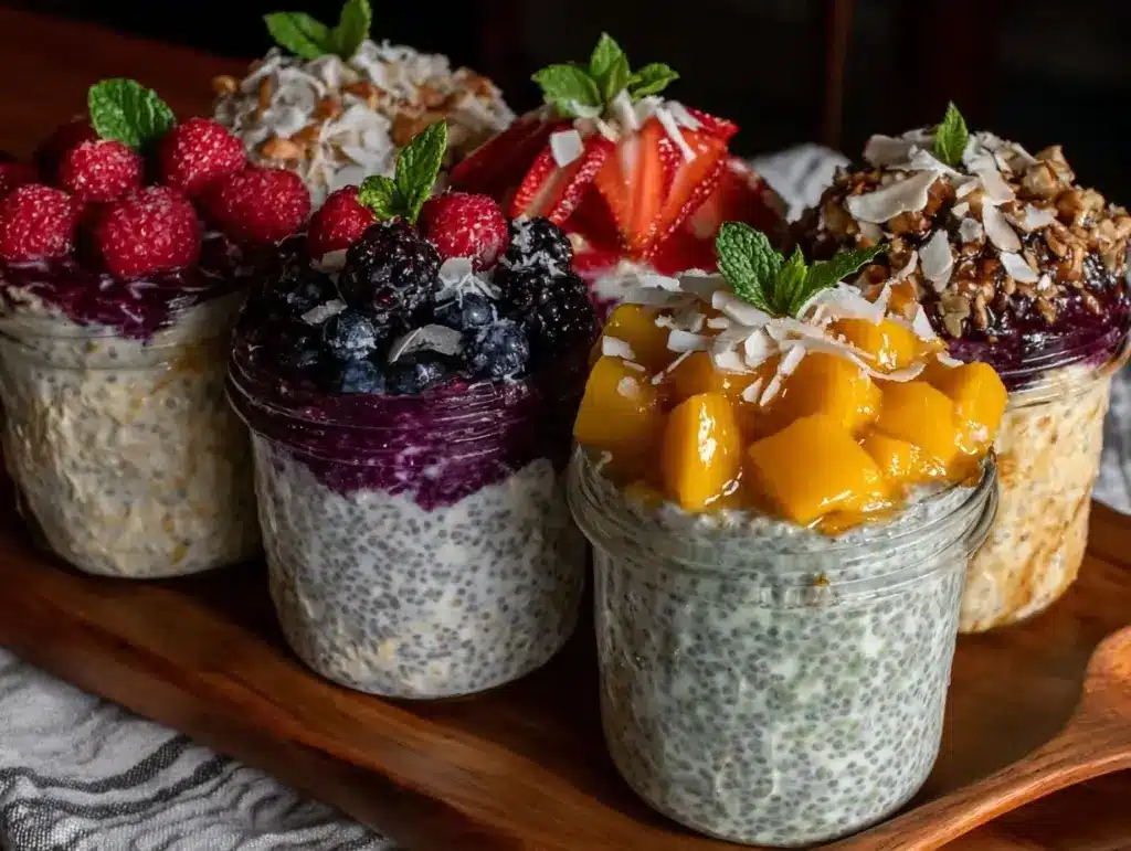 creamy overnight oats with chia seeds - featured image
