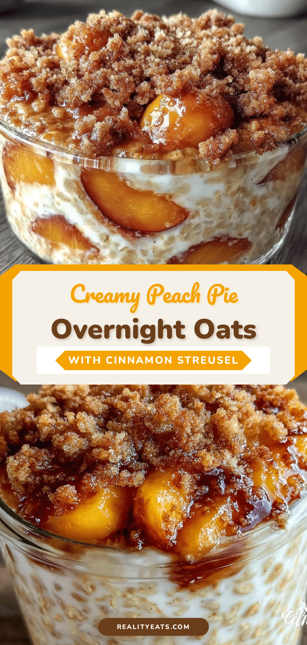 creamy peach pie overnight oats recipe