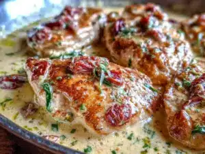 creamy sun-dried tomato chicken skillet - featured image