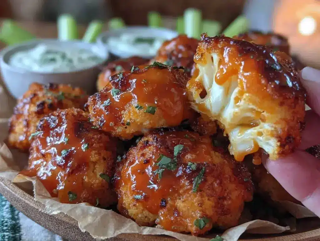 crispy baked buffalo cauliflower wings - featured image