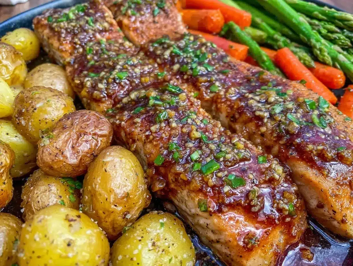 easy sheet pan honey garlic salmon preparation steps
