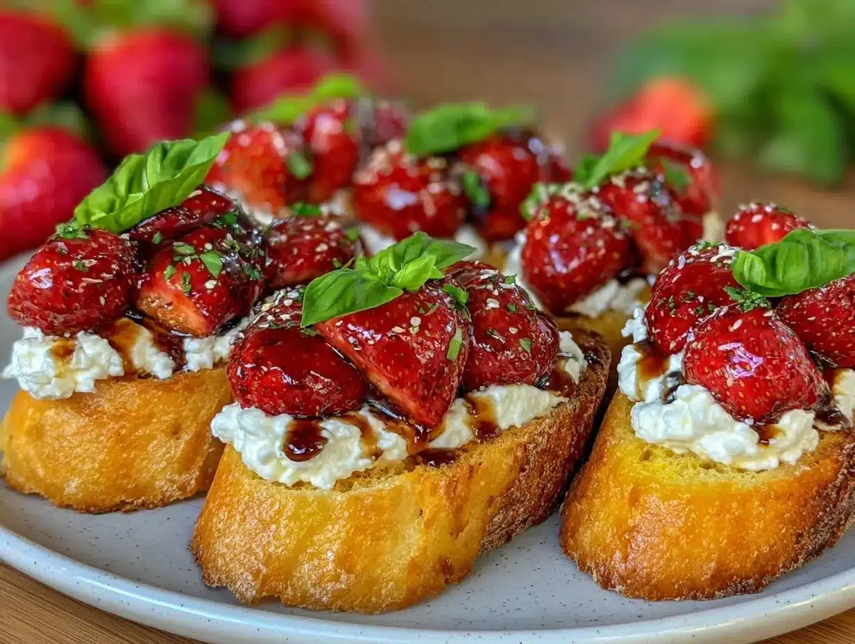 fresh balsamic strawberry bruschetta preparation steps