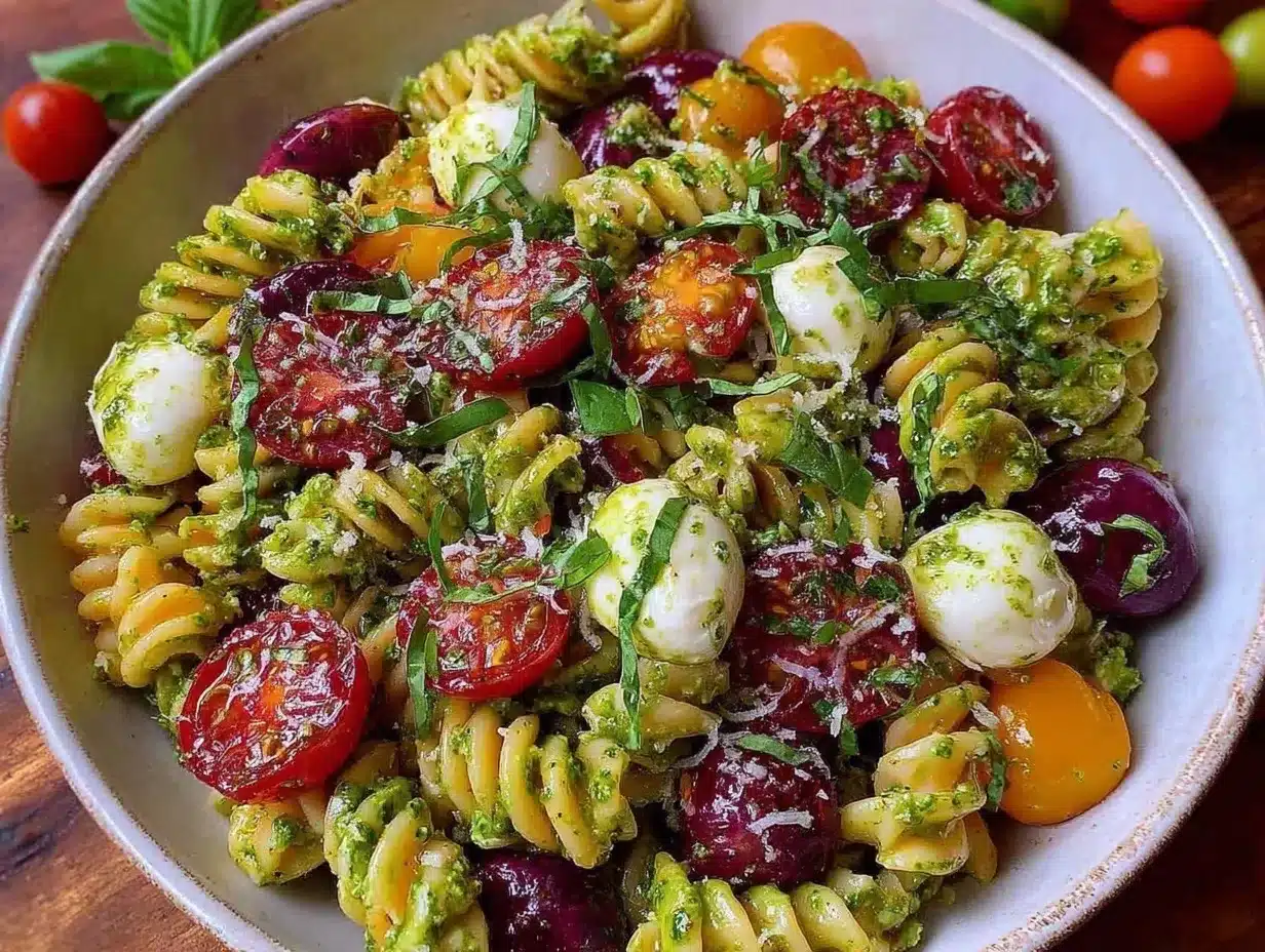 fresh caprese pasta salad preparation steps